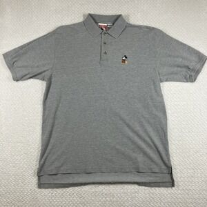 Vtg 80's Mens Disney Polo Shirt Mickey Mouse Large Gray Short Sleeve